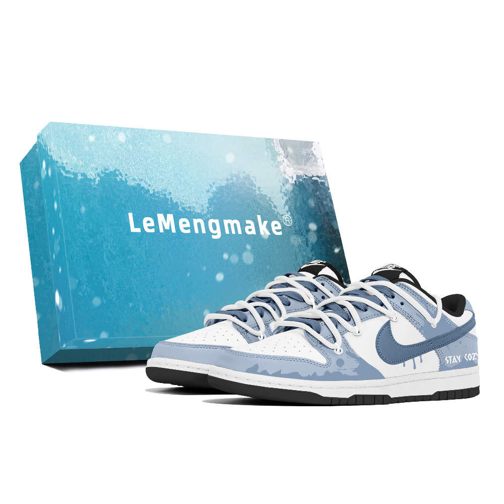 Nike Dunk Abrasion Resistant Low Top Skateboard Shoes Unisex Blue White