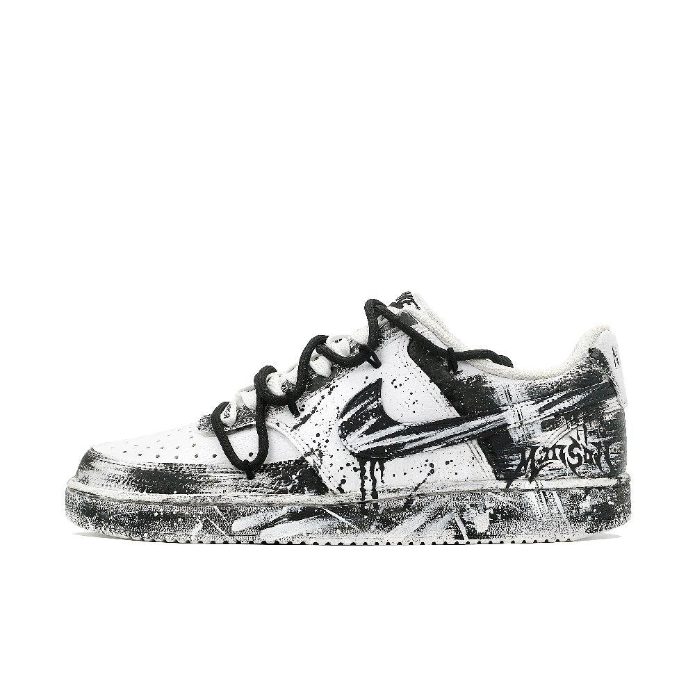 Nike Court Vision 1 Anti Slip Wear Resistant Low Top Skateboard Shoes Men's Black White