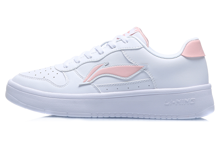 LiNing Sports Life Collection Anti Slip And Wear Resistant Lightweight Low Top Skateboard Shoes Women's White Pink