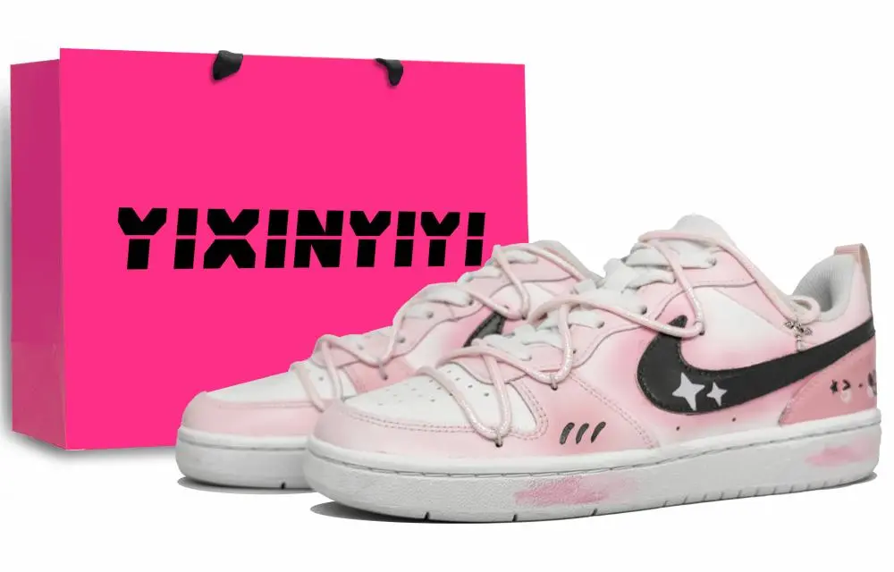 Nike Court Borough Cushioning, Wear Resistant Low top Skateboard Shoes Women's Cake Powder