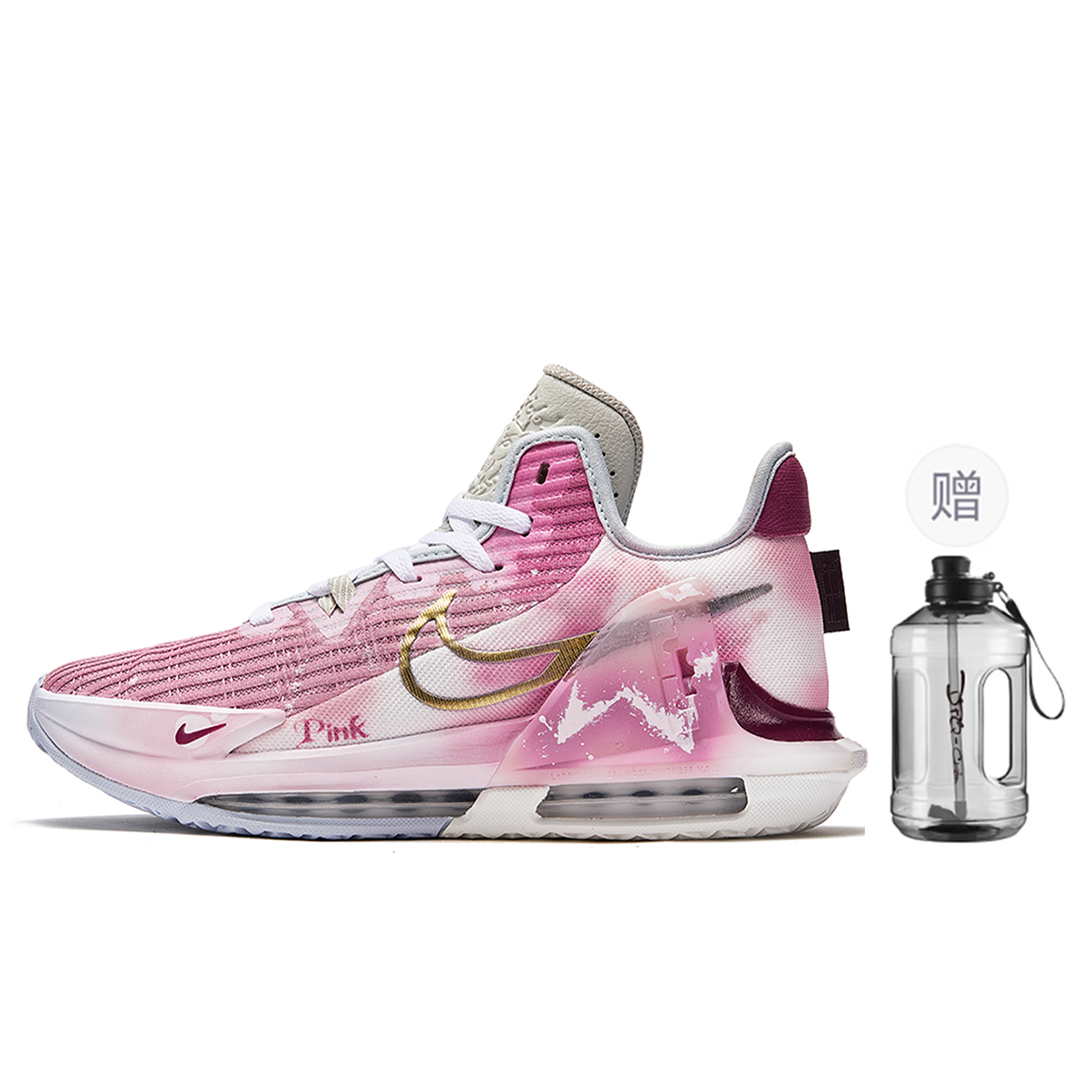 Nike Witness 6 ADCDAVINCI Custom, Pink Leopard Slip Resistant Low top Basketball Shoes Men's Pink