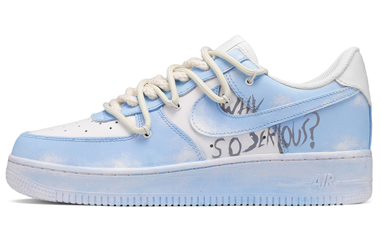Nike Air Force 1 Cushioned Wear-Resistant Lightweight Low-Top Skateboard Shoes Women's Blue White
