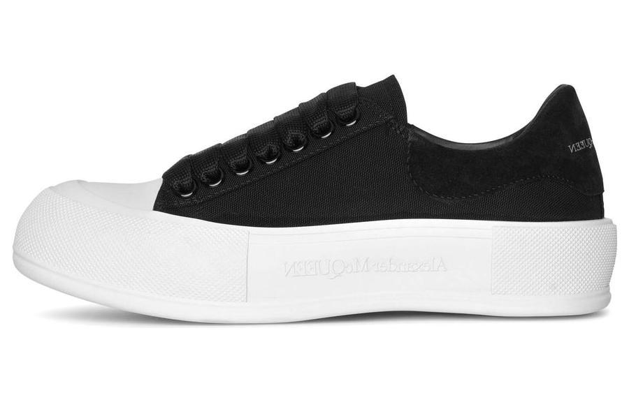 Alexander McQueen Deck Skate Plimsoll Lace-Up Black White Women's