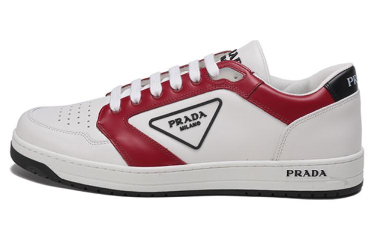 PRADA Downtown Low Top Stylish Skateboarding Shoes Men's White Red