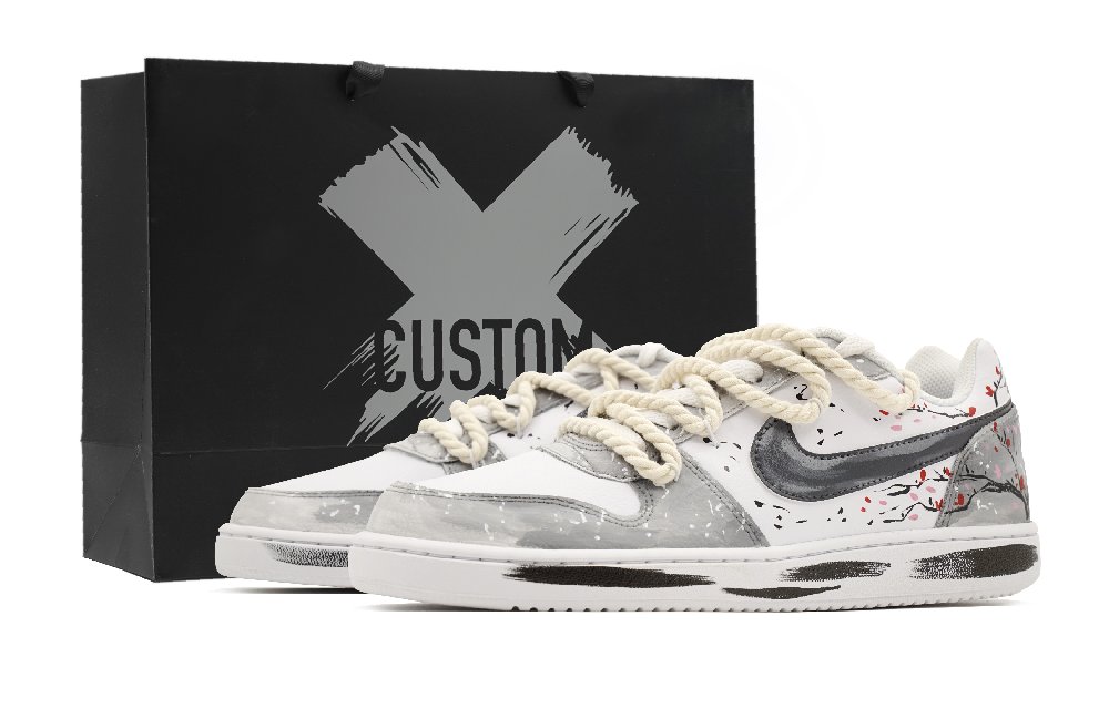 Nike EBERNON Spring Rain, Chinese Style, New Chinese Style Abrasion Resistant Low Top Skateboard Shoes Men's White Gray