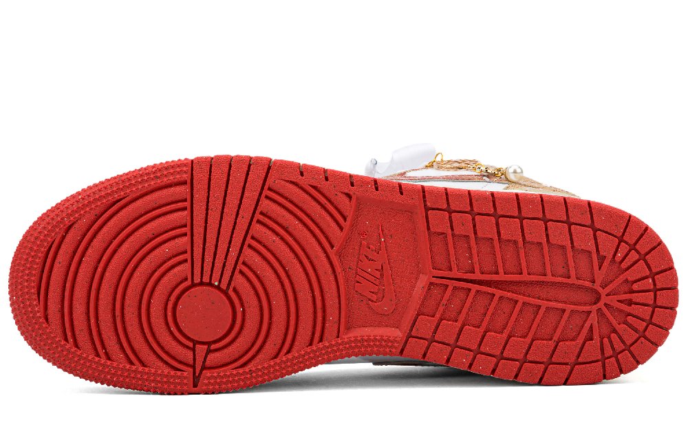Jordan Air Jordan 1 Anti-Slip And Wear-Resistant Lightweight Low-Top Vintage Basketball Shoes Unisex Gold And Red