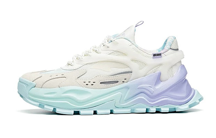 HUAMULAN Anta Hot Slip-Resistant Cushioning Wear-Resistant Low-Top Chunky Sneakers Women's White Blue Purple
