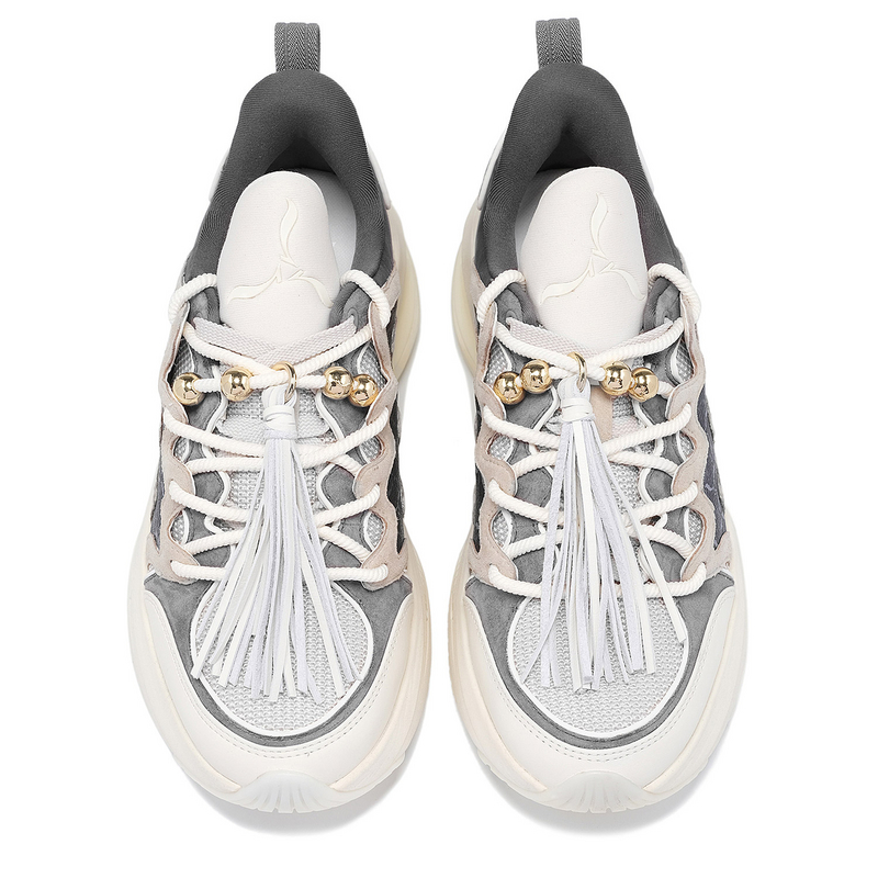 LI NING 1990 Heart Dance Anti Slip Wear Resistant Low Top Chunky Sneakers Women's Yellow Gray
