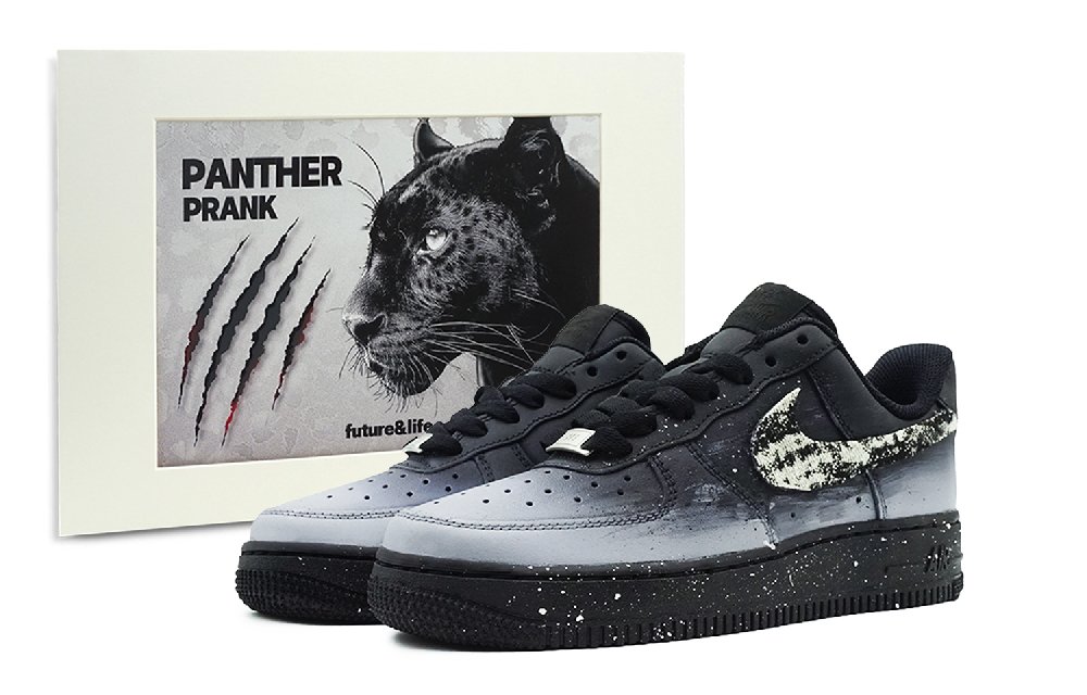 Nike Air Force 1 Coverage Anti-Slip And Wear-Resistant Low-Top Skateboard Shoes Unisex Gray Black