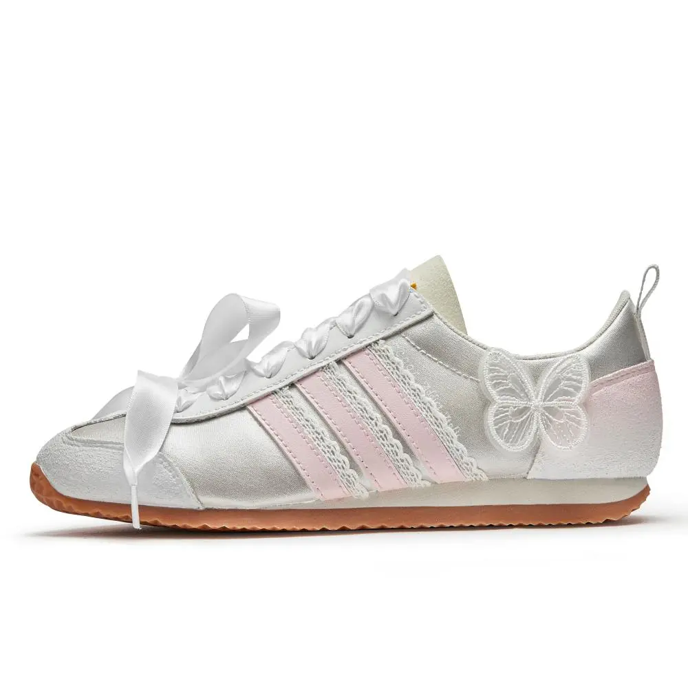 Adidas Vs Jog 2.0 Cushioning Slip Resistant Low Top Casual Shoes Unisex Silver Pink