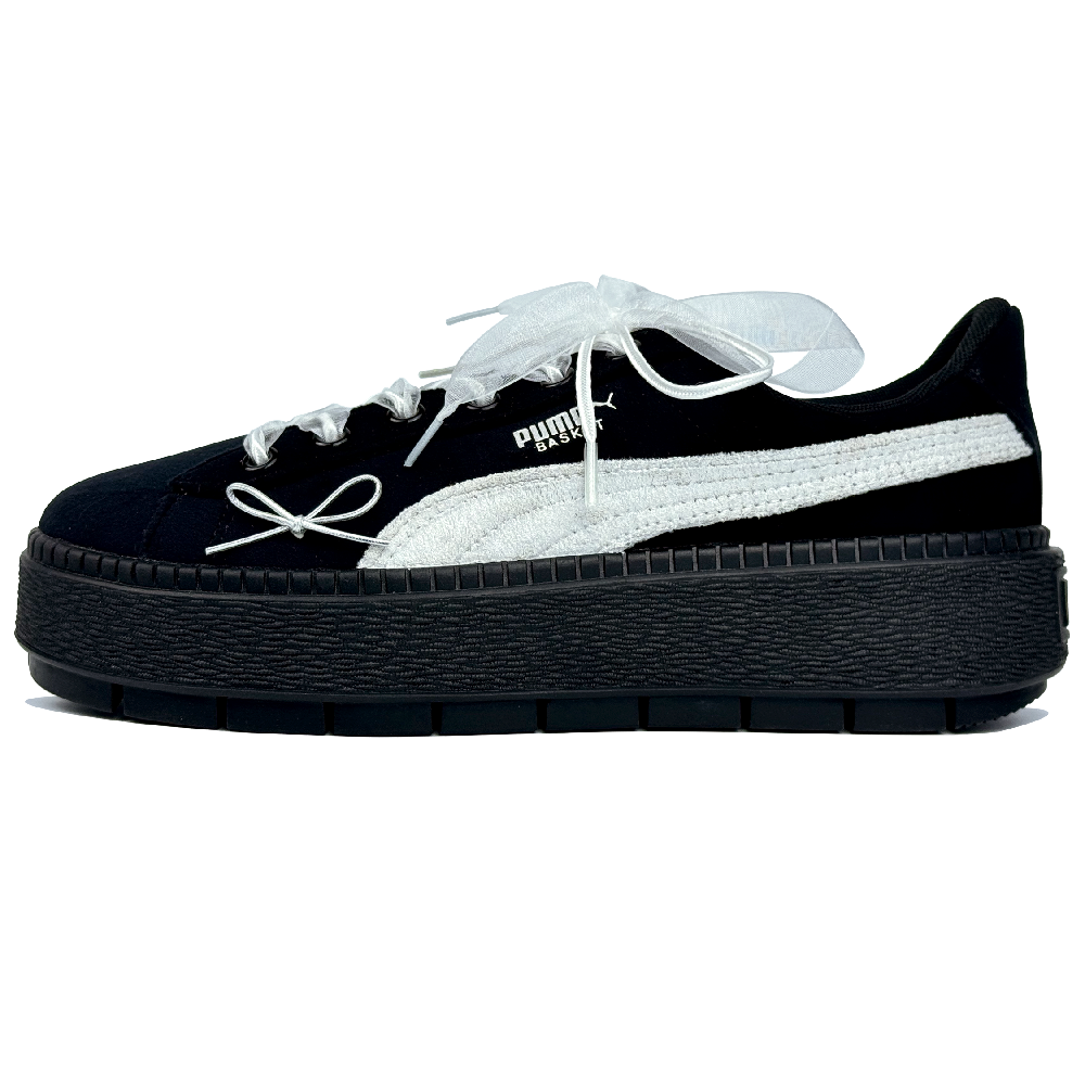 PUMA Platform Trace Non-slip Lightweight Low-Top Skateboard Shoes Women's Black Silver