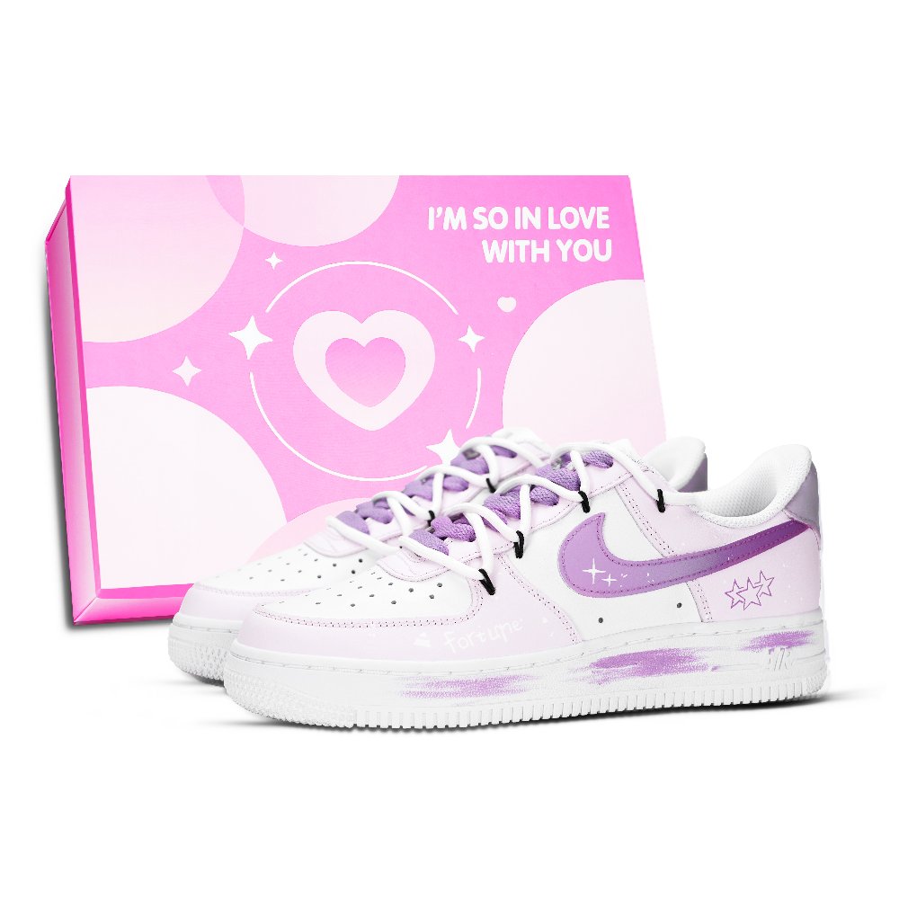 Nike Air Force 1 Purple Star Abrasion Resistant Low Top Skateboard Shoes Unisex Purple