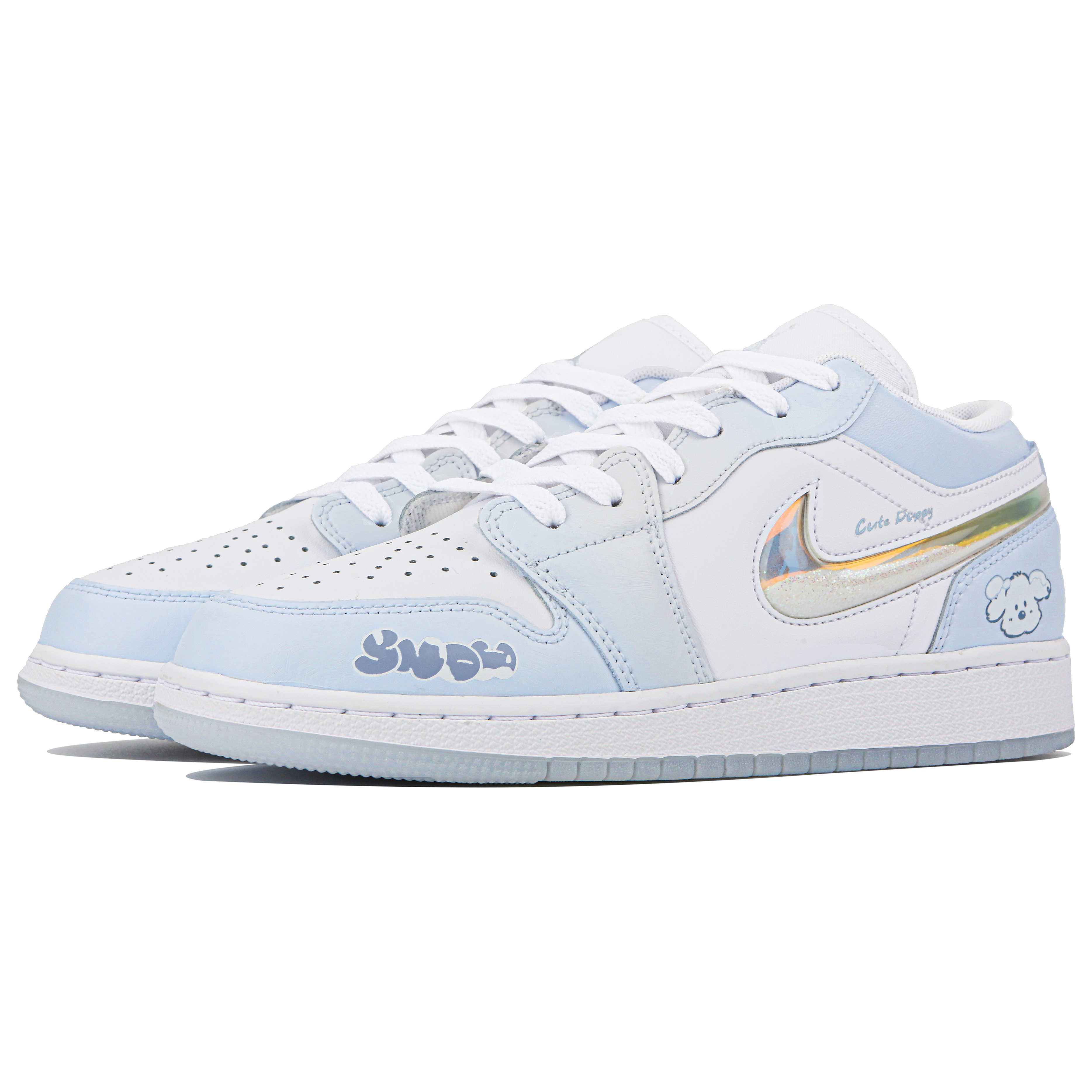 Jordan Air Jordan 1 Low-Top Vintage Basketball Shoes GS White Blue купить в интернет-магазине Yoocart с быстрой доставкой по России.