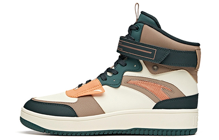 Anta Coverage Slip Resistant And Abrasion Resistant High Top Skateboard Shoes Men's White Green Gray