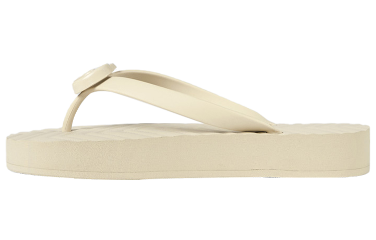 GUCCI Chevron Thong Sandal White Rubber Women's