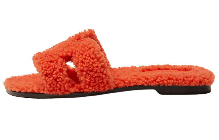HERMES Oran Sandal Orange Woolskin