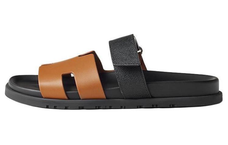 HERMES Chypre Slide Slippers Men's Brown