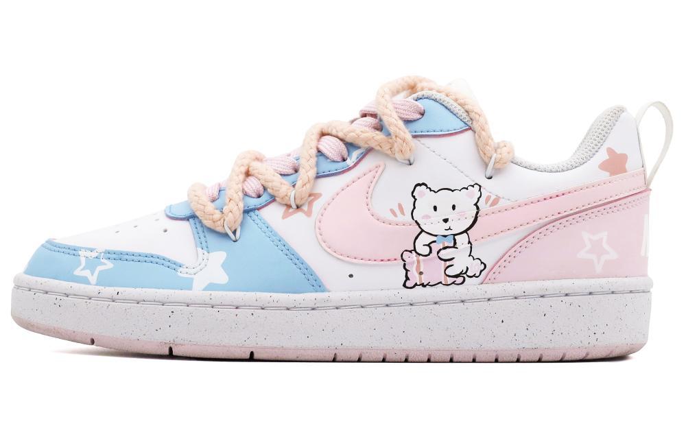 Nike Court Borough Anti-Slip Wear-Resistant Low-Top Skateboard Shoes Women's Pink Blue