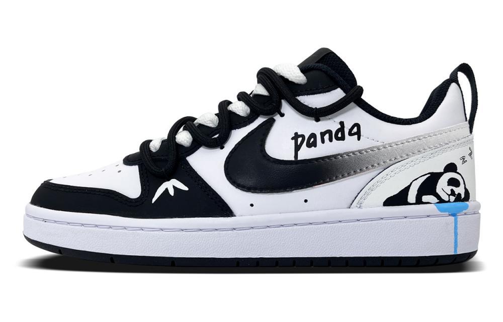 Nike Court Borough Sleepy Panda Anti-Slip Wear-Resistant Low-Top Skateboard Shoes GS Black White