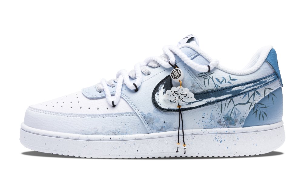 Nike Court Vision 1 Slip Resistant Cushioning Abrasion Resistant Low Top Skateboard Shoes Men's Blue White
