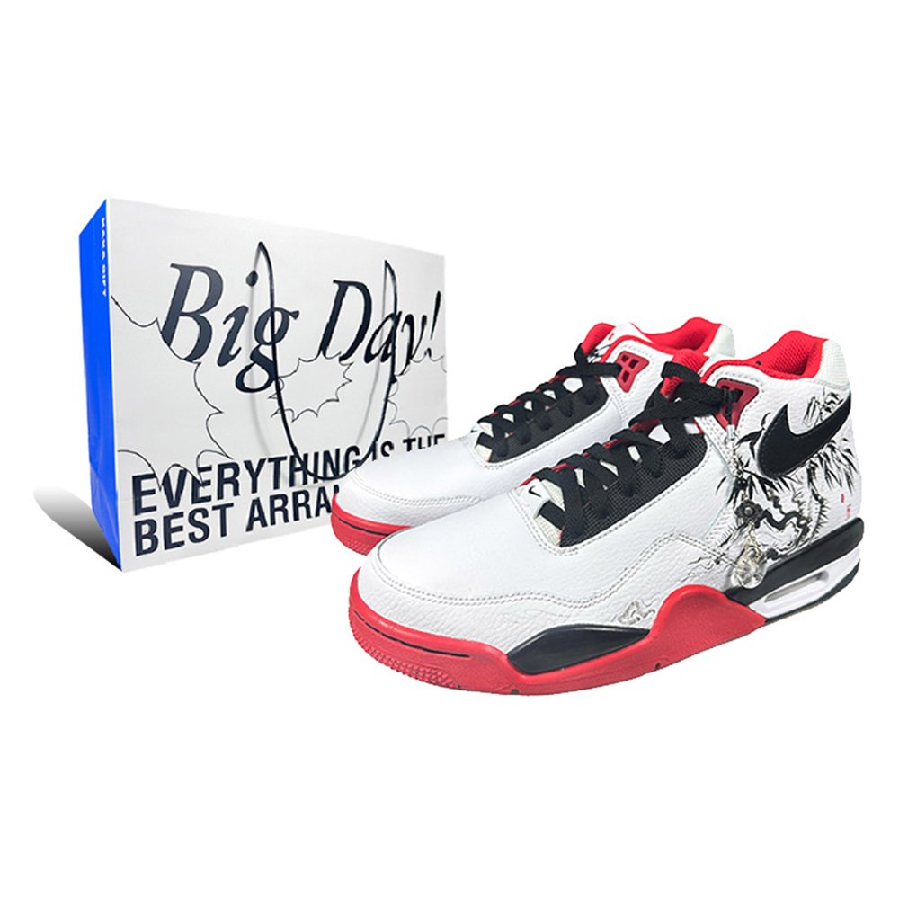 Nike Flight Legacy Anti-Slip Wear-Resistant Mid-Top Basketball Shoes Unisex White