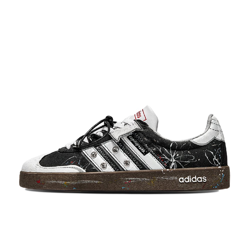 Adidas VL COURT 2.0 IC77 Street Graffiti Abrasion Resistant Low top Skateboard Shoes Unisex Black White