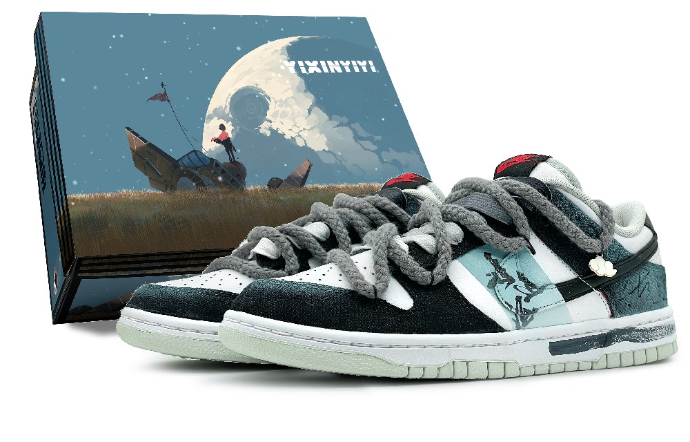 Nike Dunk Low Low-Top Skateboard Shoes Men's Blue Black