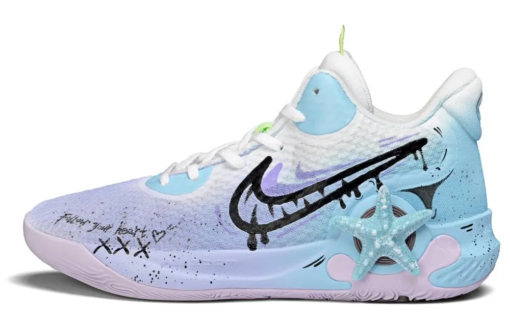 Nike KD Trey 5 IX Non-slip Wear-resistant Impact-resistant Mid-Top Vintage Basketball Shoes Unisex Blue Purple