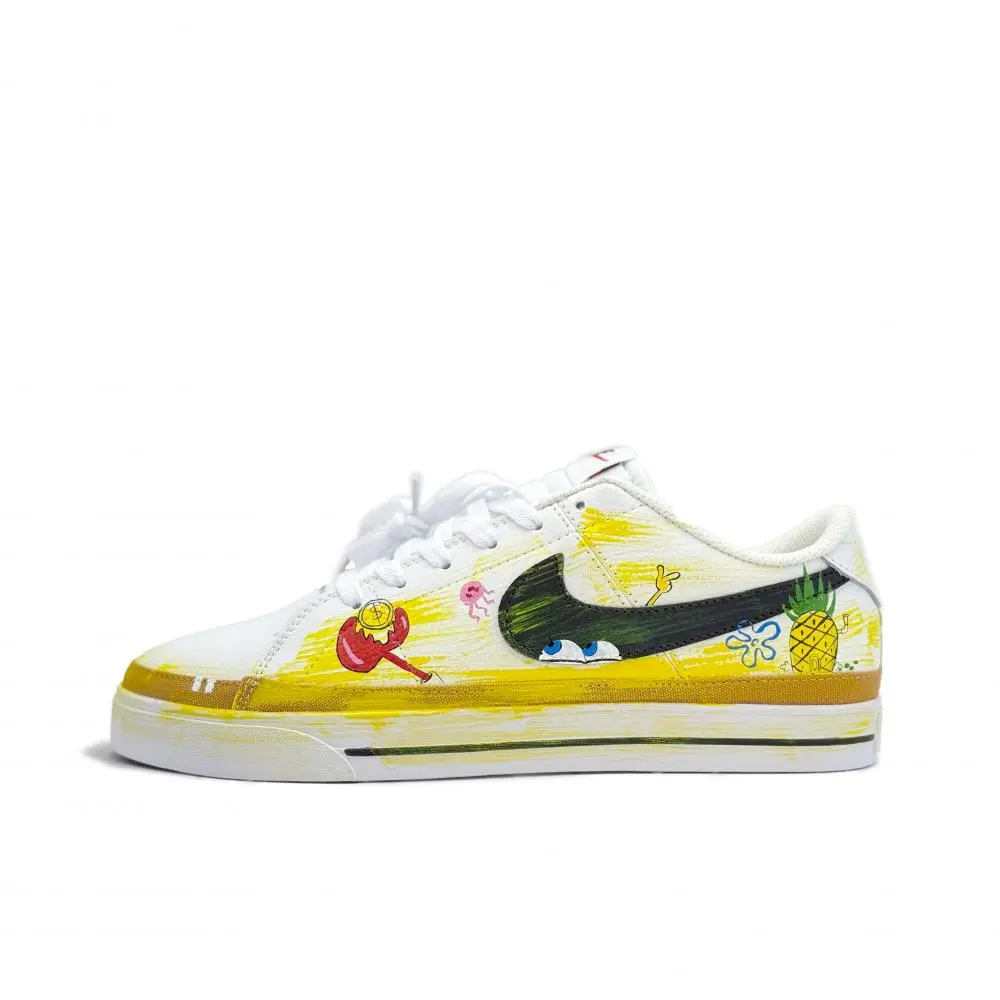 Nike Court Legacy There Are Pliers Cushioning Low top Skateboard Shoes Unisex Yellow