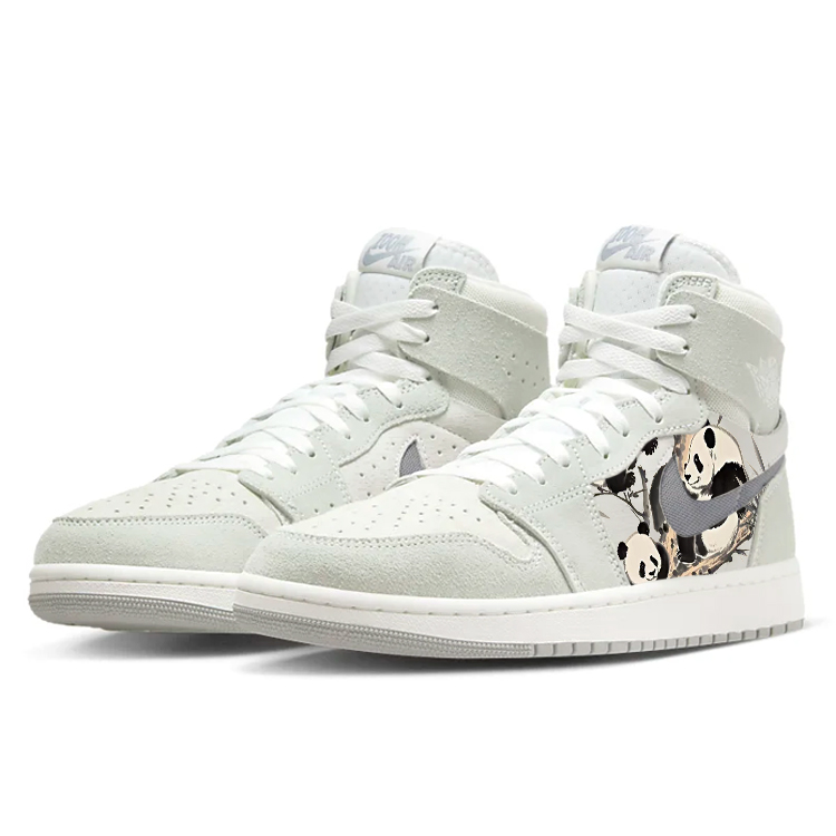 Jordan Air Jordan 1 Cushioned Slip-Resistant Breathable High-Top Vintage Basketball Shoes Men's White Gray