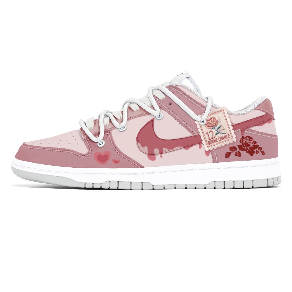 Nike Dunk Dust Collection Slip Resistant, Abrasion Resistant, Lightweight Low Top Skateboard Shoes Unisex White Pink