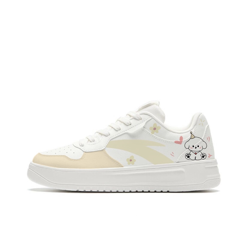 Anta Anti Slip And Wear Resistant Lightweight Low Top Skateboard Shoes Women's White Yellow