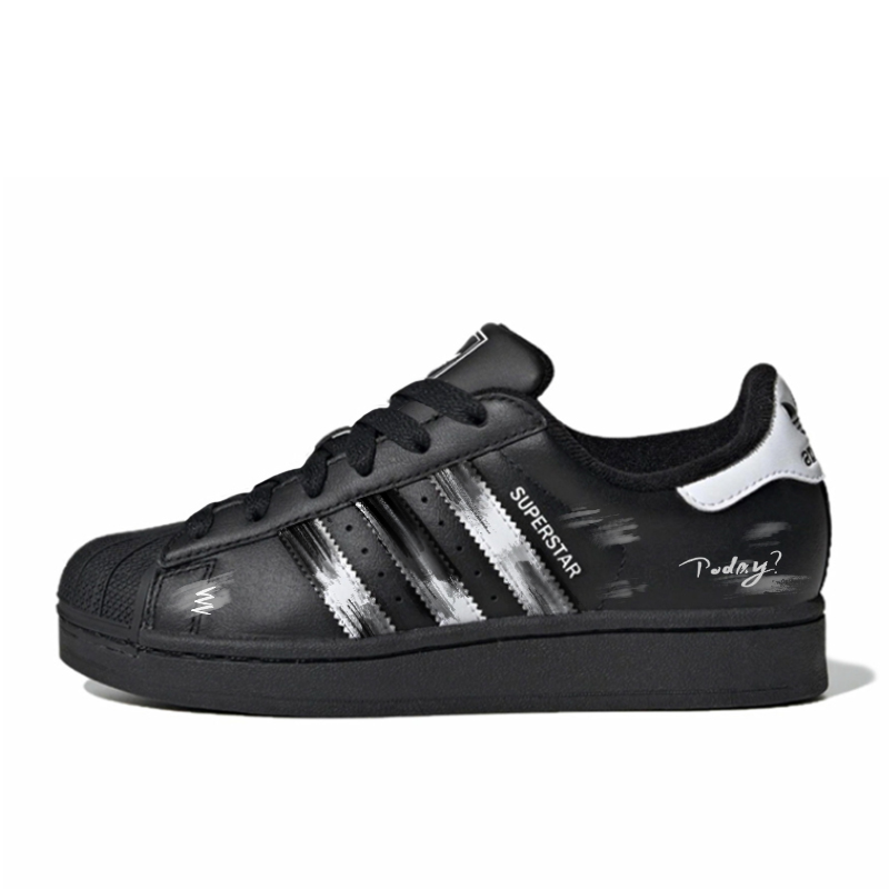 Adidas Originals Superstar 2 Abrasion Resistant Low Top Skateboard Shoes Unisex Black White