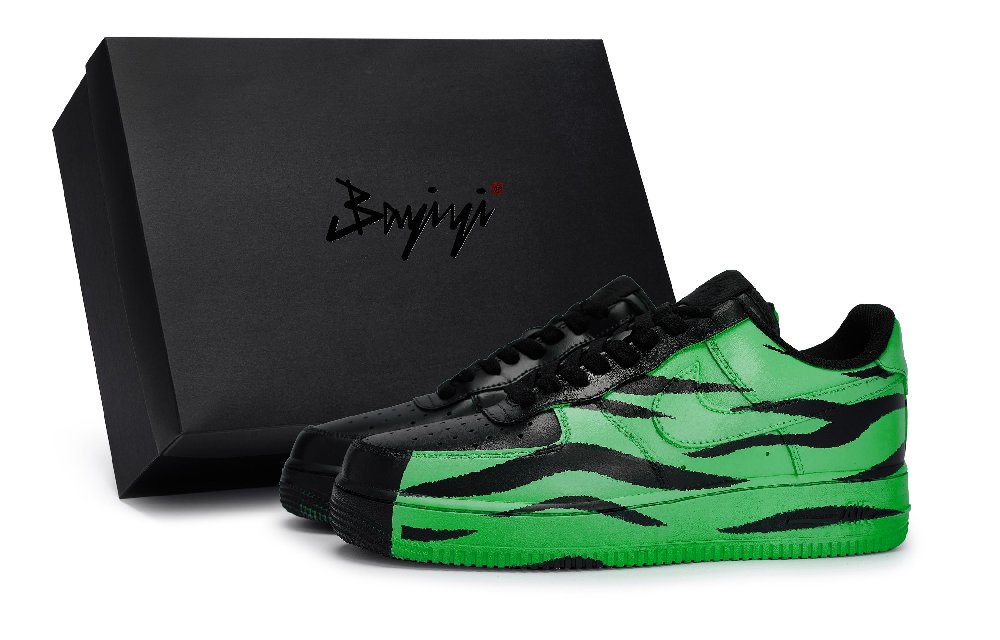 Nike Air Force 1 Anti-Slip Wear-Resistant Low-Top Skateboard Shoes Unisex Black Green