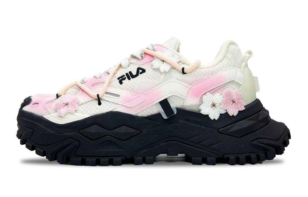 FILA FUSION BIANCO Anti-Slip Wear-Resistant Low-Top Casual Shoes Women's Beige Pink
