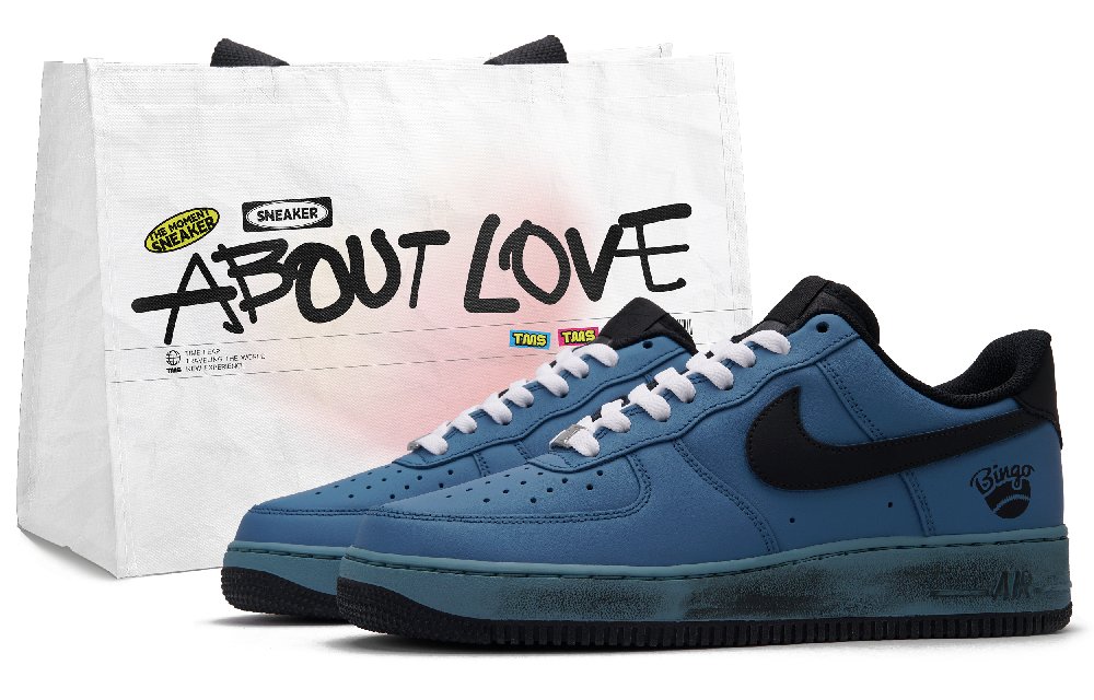 Nike Air Force 1 Low Top Skateboard Shoes Unisex Black Blue