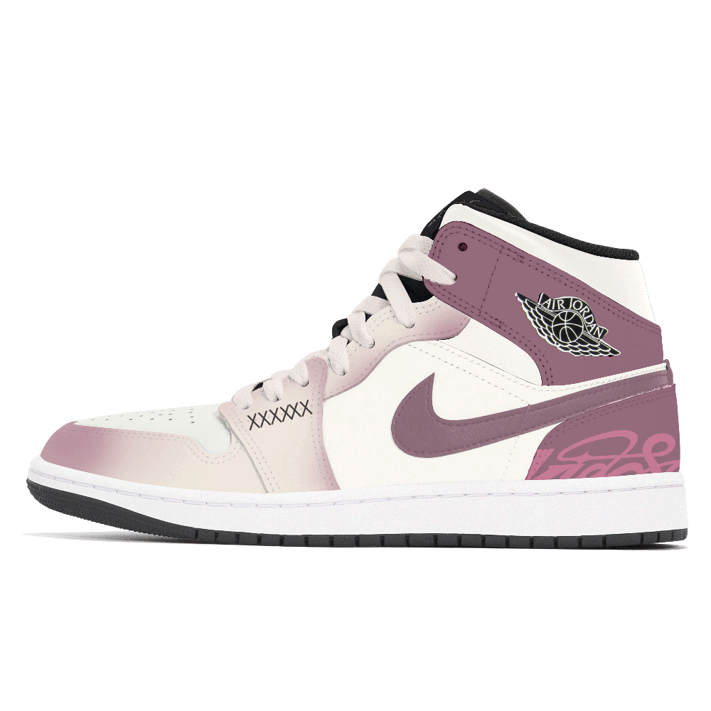 Jordan Air Jordan 1 Abrasion Resistant Cushioning Slip Resistant Mid Top Vintage Basketball Shoes Men's Purple