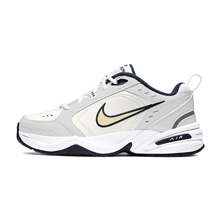 Nike Air Monarch 4 Anti-Slip Wear-Resistant Low-Top Chunky Sneakers Unisex Gray Yellow