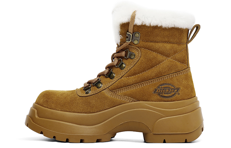 Dickies Warm Wear-Resistant Height Increasing Coverage Short Mid-Calf Snow Boots 5cm Women's Brown