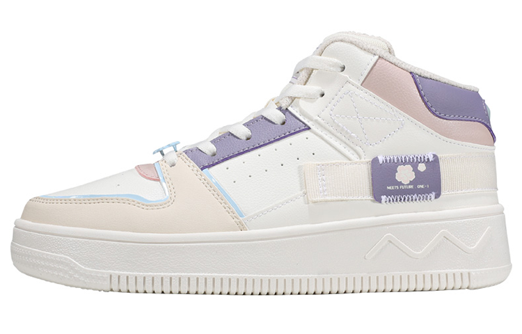 361° Slip-Resistant Cushioning Wear-Resistant Mid-Top Skateboard Shoes Women's Feather White