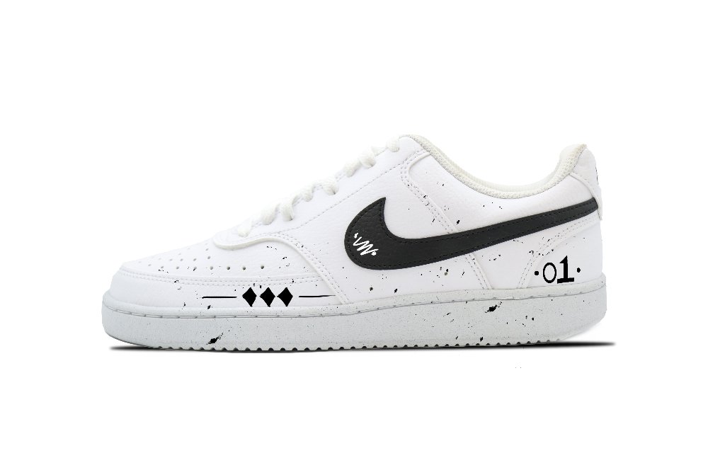 Nike Court Vision 1 Relaxed Rabbit Anti Slip Wear Resistant Low Top Skateboard Shoes Men's White Black