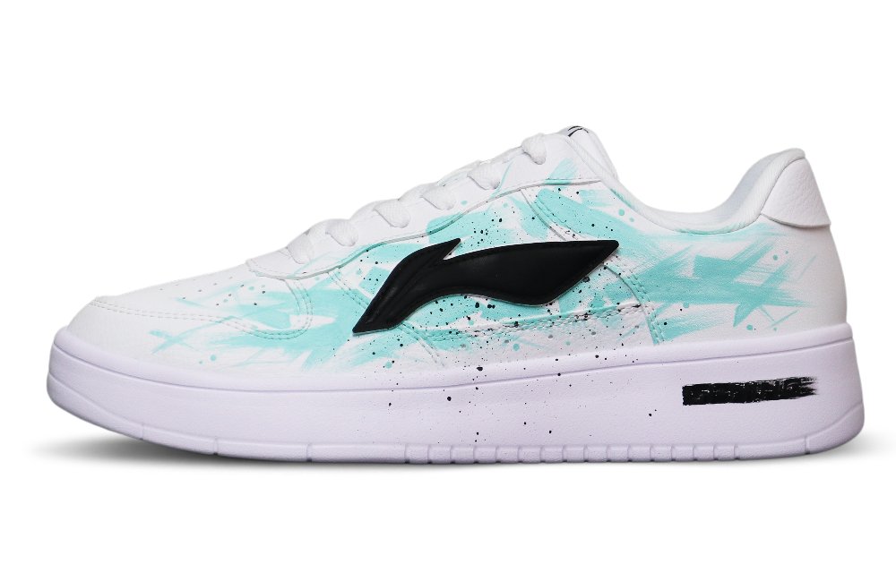 LiNing Pontoon Boats Anti-Slip And Wear-Resistant Breathable Low-Top Skateboard Shoes Men's White Blue