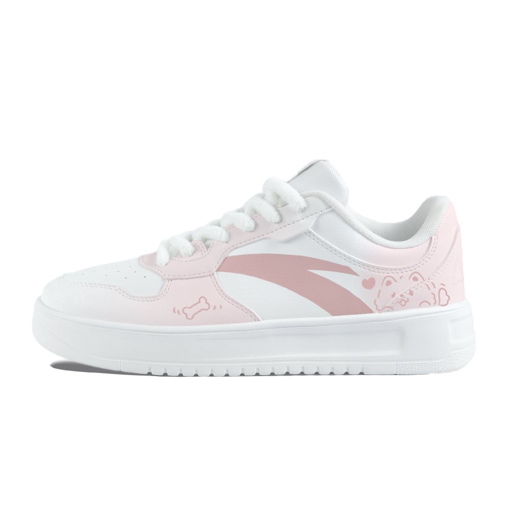 Anta Relaxed Slip Resistant Abrasion Resistant Low top Skateboard Shoes Unisex Pink