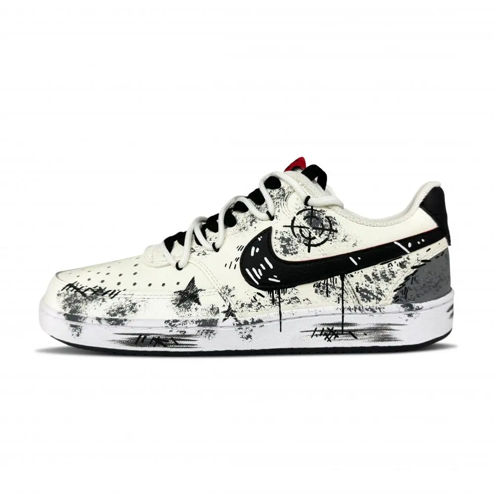 Nike Court Vision 1 Ink Stain Star Coverage Low top Skateboard Shoes Men's Black
