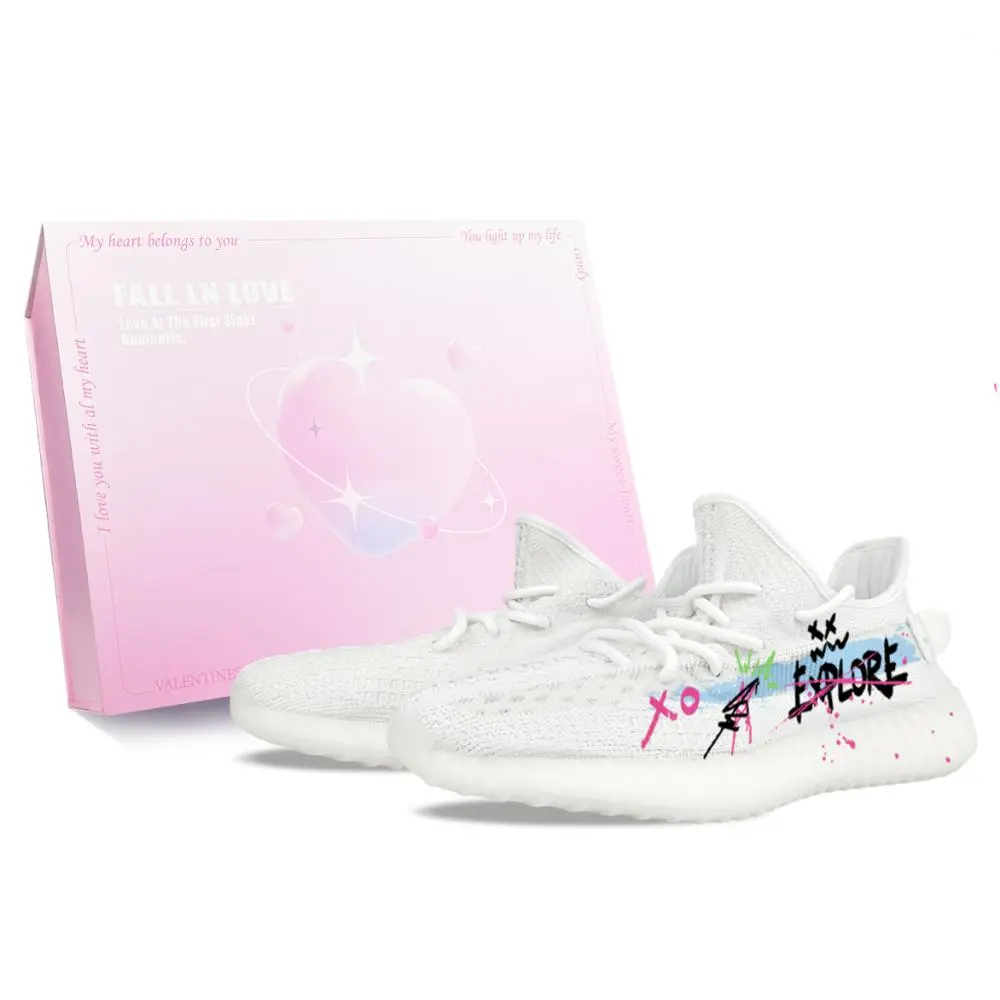 Adidas Originals Yeezy Boost 350 V2 Abrasion Resistant Low top Casual Shoes Unisex White Blue
