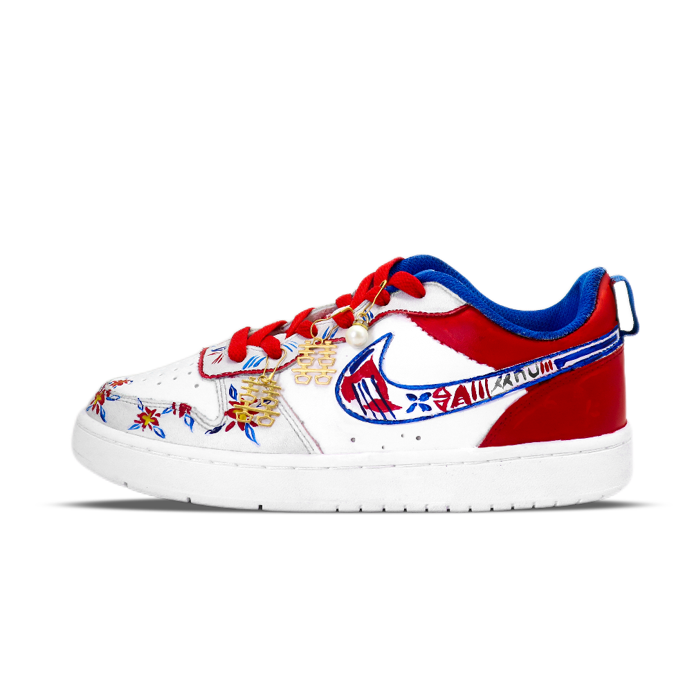 Nike Court Borough Non slip Lightweight Low Top Skateboard Shoes Women's Red Blue White