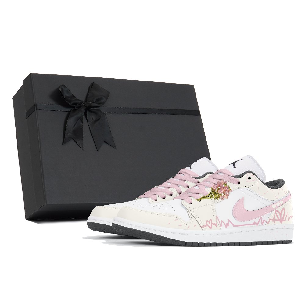 Jordan Air Jordan 1 Low Heartbeat Melody, Box Abrasion Resistant Low Top Vintage Basketball Shoes Unisex Pink