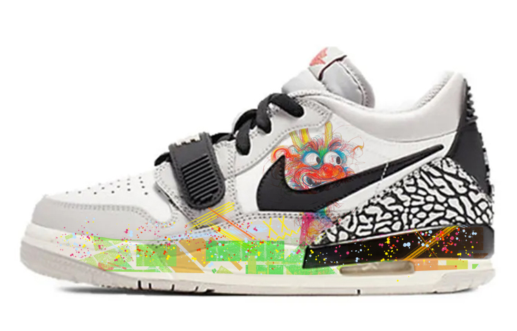 Jordan Legacy 312 Cushioning Anti-Slip Wear-Resistant Breathability Low-Top Vintage Basketball Shoes Men's White Gray