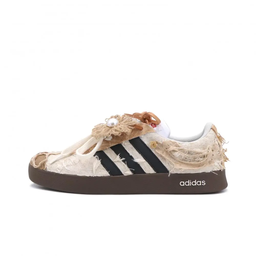 Adidas VL COURT 2.0 Cushioning, Wear Resistant Low top Skateboard Shoes Unisex White Brown