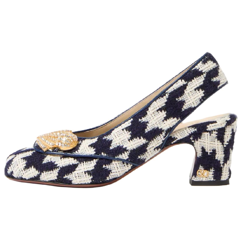 Valentino Adamantine Chunky Heel High Heels 6cm Women's Blue